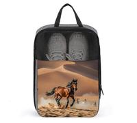 Horses Running in Desert Storm Shoe Bags with Zipper, Portable Shoe Organizer with Handle, Personalized Shoes Tote Bag for Travel, Waterproof Shoes Carrier, Storage Pouch