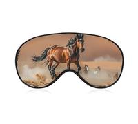 Horses Running in Desert Storm Sleep Mask Light Block-Out Eye Mask for Side Sleeper Pressure-Free Soft Night Blindfold with Adjustable Strap Breathable Sleep Eye Cover for Travel