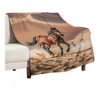Horses Running in Desert Storm Soft Throw Blanket for Couch Lightweight Flannel Blanket for Sofa Couch Throw Bed Warm Cozy Decorative Blankets Fall Winter Decor 50"x60"