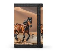 Horses Running in Desert Storm Trifold Wallet, Card Cases And Money Oganizer Thin Stylish Mini Coin Bag with Zipper Coin Pocket Credit for Men And Women