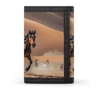 Horses Running in Desert Storm Wallet Men's Trifold Wallet And Coin Pocket Slim Card Holder Wallet for Men Money Clip
