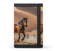 Horses Running in Desert Storm Wallet Minimalist Mens Slim Trifold Wallets Modern Fashion Wallets Anti-Theft Wallet Holds Cards And Cash