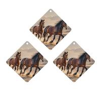 Horses Running in The Sand Car Air Freshener, 3 Pcs Rhombus Hanging Air Freshener Cards, Long Lasting Fragrance Scented Cards for Car, Home, Office White-style