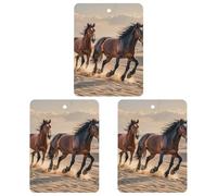 Horses Running in The Sand Car Air Freshener, 3 Pcs Square Hanging Air Freshener Cards, Long Lasting Fragrance Scented Cards for Car, Home, Office Gray-style