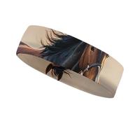 Horses Running in The Sand Headbands for Women & Men Sports Headband, Fits All Head Sizes, Ultra Absorbent & Non-Slip Sweatband for Running, Yoga, Gym