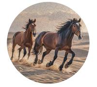 Horses Running in The Sand Jigsaw Puzzle Challenging Round Animals Puzzle Wooden Jigsaw Puzzles for Adults Families 195 PCS