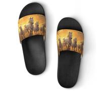 Horses Running in The Sunset House Slippers Shower Slides Shoes