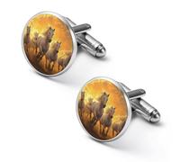 Horses Running in The Sunset Men Cufflinks Shirt Cuff Links Business Tuxedo Studs Wedding