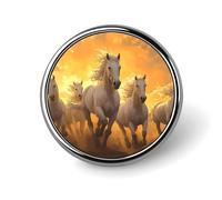 Horses Running in The Sunset Metal Round Badge Pattern Printed Button Badge Personalized Circle Badges 1"
