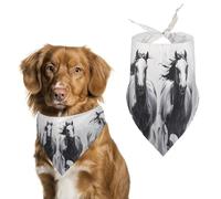 Horses Running in The Wild Cute Dog Bandana Triangle Adjustable Washable