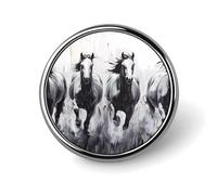 Horses Running in The Wild Cute Lapel Brooch Pins Badge Metal Round Jacket Hat Bag Accessories Jewelry
