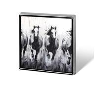 Horses Running in The Wild Square Brooch Pins Metal Badge Lapel Pin Jacket Hat Bag Accessories Decoration