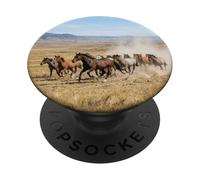 Horses Running Plains Wildlife Landscape Photography Graphic PopSockets Adhesive PopGrip