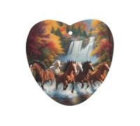 Horses Running River Autumn Cute Car Air Fresheners Long Lasting Scent Car Mirror Hanging Scented Cards Tablets Love form