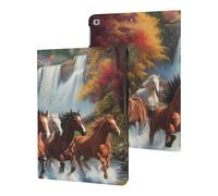 Horses Running River Autumn Cute Tablet Case Unisex Slim Hard Protective Cover Compatible with iPad 9th/ 8th/ 7th