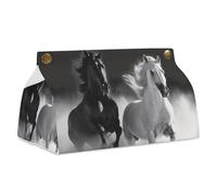 Horses Running Tissue Box Cover Rectangle Modern PU Leather Tissue Holder Farmhouse Napkin Holders Decorative Tissues Box Holder for Bathroom Kitchen Office Bedroom Dresser