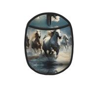 Horses running wild in the river 1 PC Patterned silicone pot mat (1/2 pack), high temperature resistant and non-slip, suitable for barbecue, baking, etc.