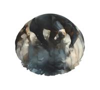 Horses running wild in the river Double layer women's shower cap, reusable, large size design suitable for all hair lengths, suitable for girls, spa and home salon use.