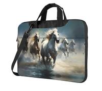 Horses running wild in the river Laptop Bag, Multifunctional Shoulder Messenger Bag, 14.96 Inch Long Computer Case, Briefcase Handbag Shoulder Bag