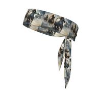 Horses Running Wild in The River Sweat-Absorbing Sports Headband, Non-Slip and Adjustable, Running, Basketball, Yoga Sports Headband