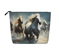 Horses running wild in the river Women's toiletry and cosmetic bag, unisex toiletry storage bag, personal care storage bag
