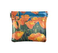 Horses Stream Water Coin Purses Soft PU Leather Mini Wallet Change Bag Portable Pouch Change Wallet Organizers, california poppies, One Size, California Poppies