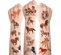 Horses Tattoos 8 Sheets,Carton Horse Temporary Tattoo Stickers for Kids,Birthday Themed Party Supplies Decoration Favors,Children Tattoos Gift for Kids Boys Girls Prizes Carnival Christmas Rewards