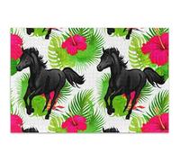 Horses Tropical Hibiscus Flowers 500 Pieces Jigsaw Puzzles for Adults White Elephant Gifts Funny Fun Family Puzzle Family Toy Artwork, 20.5x14.9 Inch