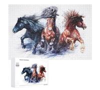 Horses Watercolor Jigsaw Puzzle, 1000 PCS, Relaxing Activity for Adults, A Detailed Puzzle Experience for Adult Hobbyists, at Home