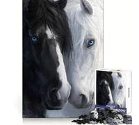 Horses with Blue Eyes Jigsaw Puzzles for Teenagers 1000 Pieces Memory Train Fine Thick Home Game Birthday Present (50x75cm)