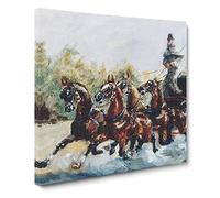 Horses With Cart by Henri de Toulouse Lautrec Canvas Print | Gallery Wrapped 30mm Frame Wall Art | 20x20 inches | Ready to Hang | Impressionist Animals Picture | Living Room Bedroom Lounge Office