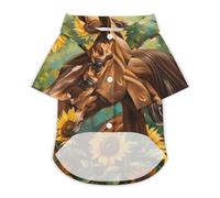 Horses with Sunflowers Hawaii Shirt Print Dog Clothes T-Shirt Beach for Puppy Cat 3XL