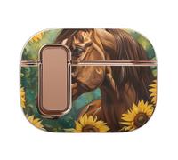 Horses with Sunflowers Headphone Case Compatible with Airpod Pro 2 Protective Cover Cute Hard Case
