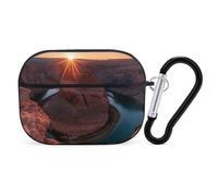 Horseshoe Bend Canyon Sunrise Earphone Case PC Earbud Bag with Keychain Black-style