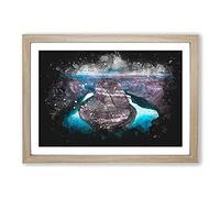 Horseshoe Bend in The Grand Canyon Vol.1 Paint Splash Framed Print | A2 Oak Framed Wall Art | Ready to Hang | Modern Nature Picture | Living Room Bedroom Lounge Office