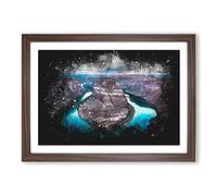 Horseshoe Bend in The Grand Canyon Vol.1 Paint Splash Framed Print | A2 Walnut Framed Wall Art | Ready to Hang | Modern Nature Picture | Living Room Bedroom Lounge Office