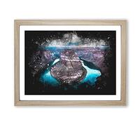 Horseshoe Bend In The Grand Canyon Vol.1 Paint Splash Modern Art Framed Print | A2 Oak Framed Wall Art | Ready to Hang | Modern Nature Picture | Living Room Bedroom Lounge Office