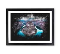 Horseshoe Bend In The Grand Canyon Vol.1 Paint Splash Modern Art Framed Print | A4 Black Framed Wall Art | Ready to Hang | Modern Nature Picture | Living Room Bedroom Lounge Office