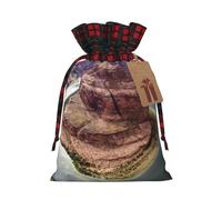 Horseshoe Bend Print Christmas Drawstring Linen Gift Bags Reusable Fabric Bags With Tags For Christmas Gifts