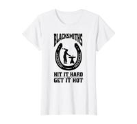 Horseshoe-Blacksmith Farrier-Tools Horseshoe Horse Farriers Value Graphic T-Shirt, Women, White, S