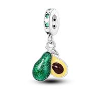 Horseshoe Cat Lucky Wedding Paris Travel Dog Charm Bead Pendant 925 Sterling Silver Compatible With Pandora Charm Moments Bracelet (Couple Split Avocado Fruit Vegetable Cook Chef Food)