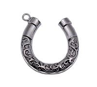 Horseshoe Charms For Hat & Scarf Embellishments, 60x49mm, Antique Silver Color, 10 Pieces
