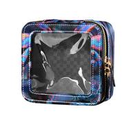 Horseshoe Crab Bright Neon Steel Light Blue Clear Small Makeup Bag Travel Cosmetic Case for Travel