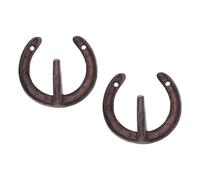 Horseshoe for Hanging Cast Iron 2pcs Wall Hooks Rustic with Weather Resistant Finish and Heavy Duty Design, Cowboy Decor Includes Mounting Accessories for Farmhouse and Outdoors