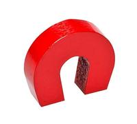 Horseshoe Magnet 25,4 mm x 28,5 mm x 8 mm, School Magnet Made of AlNiCo5 red Coated - Holds 2,6 k - Power AlNiCo Magnets for Industry, Experiments, Science & Education