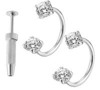 Horseshoe Nose Ring - Anti-Darkening Steel Nose Ring with Double Gem - for Travel, Parties, Dances, Weddings, Dancing and Helix Septum Lips Ears, riferimento alla descrizione, Stainless Steel, No