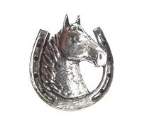 Horseshoe Pewter Lapel Pin Badge, Birds Animals Nature, Hand Made in The UK With Gift Bag And Button Badge