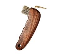 Horseshoe Pick Brush - 17x7.8x2cm Portable Hoof Pick with Brush | Horseshoe Dressing Hook Scrubber, Natural Horse Bath Pick Brush with Wooden Handle for Barn Stable Farm Ranch Stall