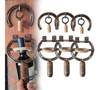 Horseshoe Wall-Mounted Bottle Opener - Rustic Industrial Decor for Kitchen Bar, Unique Wine Opener Gift for Men, Home Pub Man Cave Wall Decor,Unique Gift for Wine Enthusiasts (3pcs)