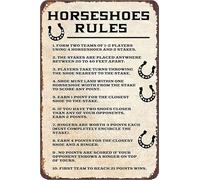 Horseshoes Rules Games Aluminum Poster Man Cave Decorative Funny Wall Decor Plaque For Home Kitchen Bathroom Farm Garden Decorations Wall Decor Poster Metal Sign 8X12 Inches